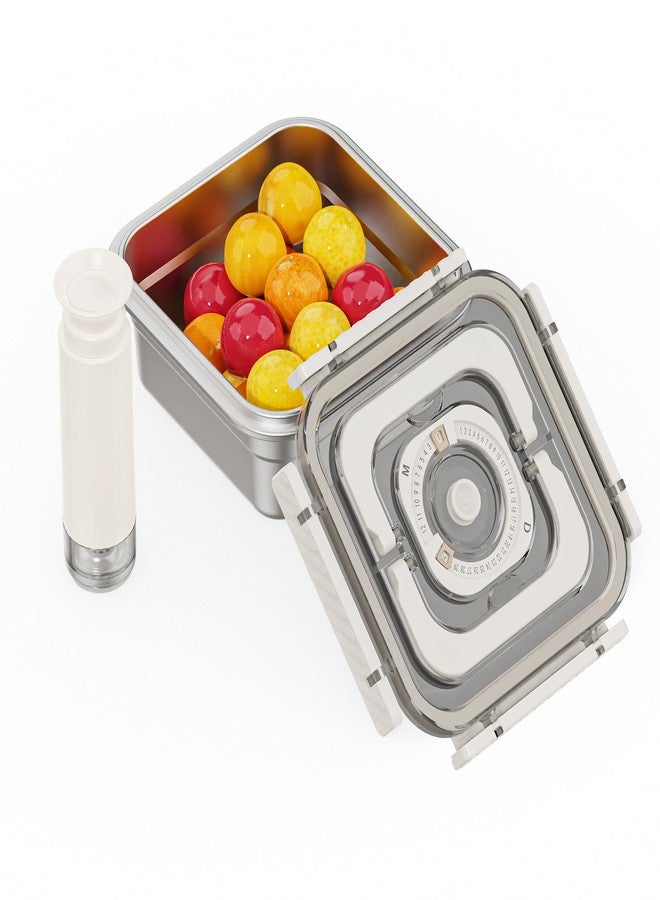 Domsanistor Stainless Steel Vacuum Food Storage Container with Handle- 1250ml/44oz, Large Capacity Leak-Proof Lunch Box with Hand Pump, Freezer & Dishwasher Safe - Portable for Work, Picnics - Image 1